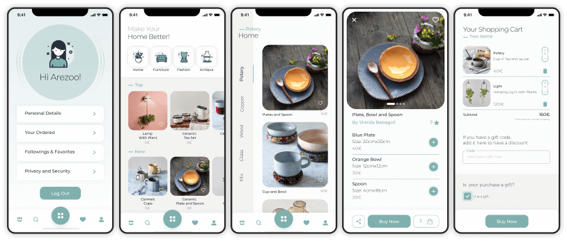 mockups of app alpha