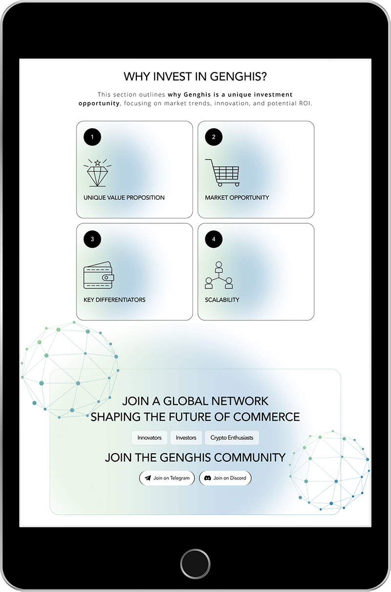 image of Genghis website in the tablet