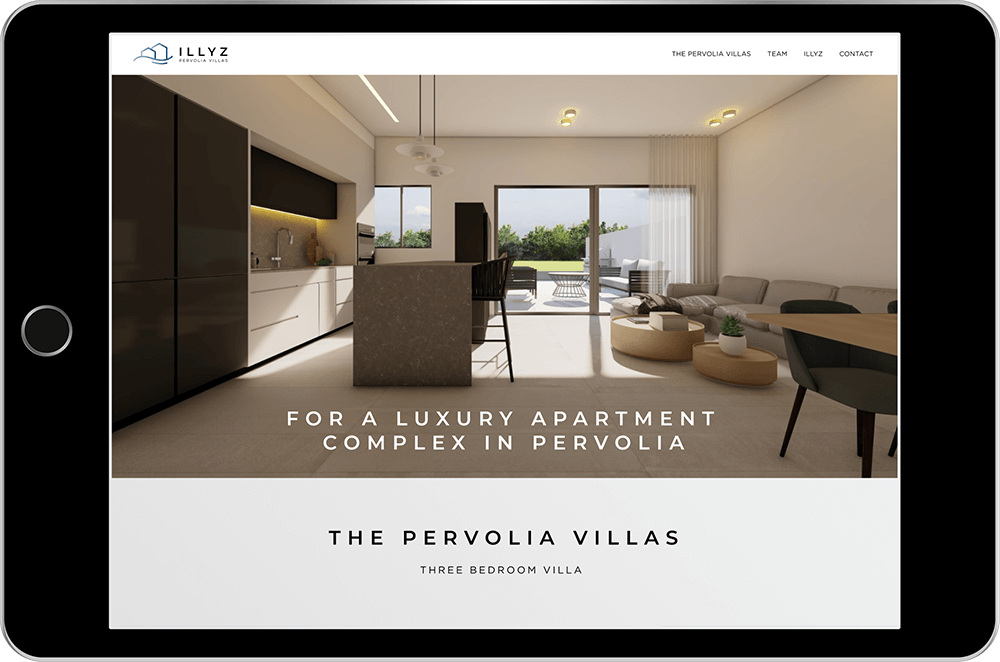 illyz website showing in the tablet view