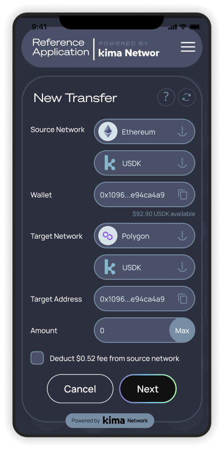 image of kima cellphone showing one of the product in the dark mode