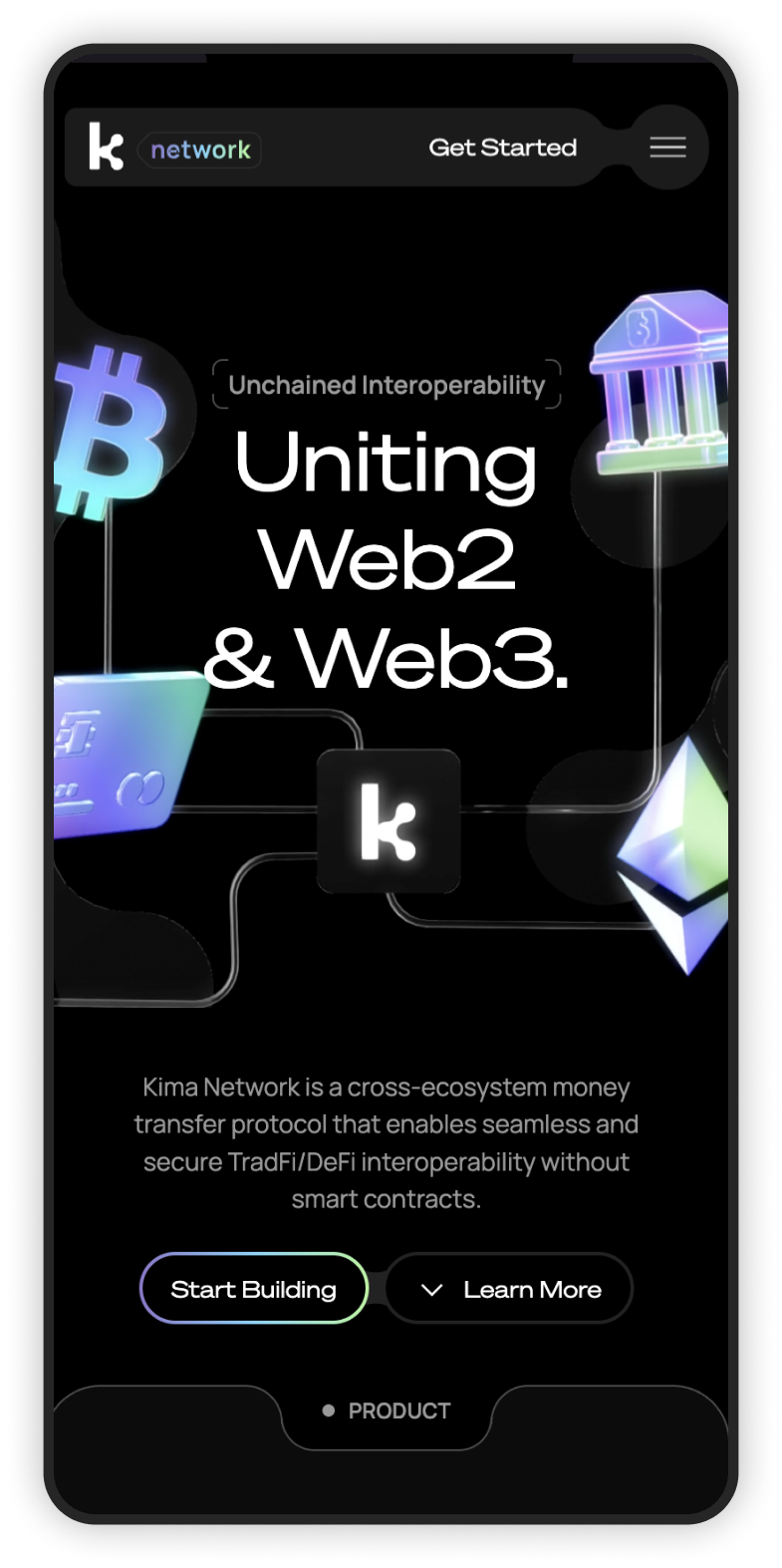 image of kima cellphone showing kima website in the mobile view